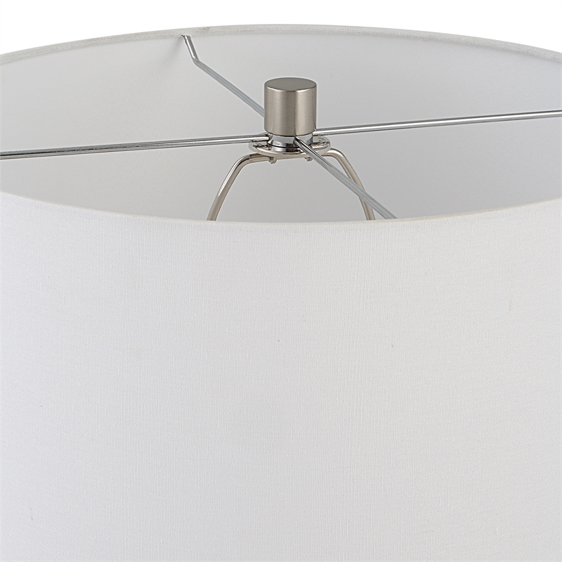 Maklaine Transitional Glass Fabric and Iron Table Lamp in Pink