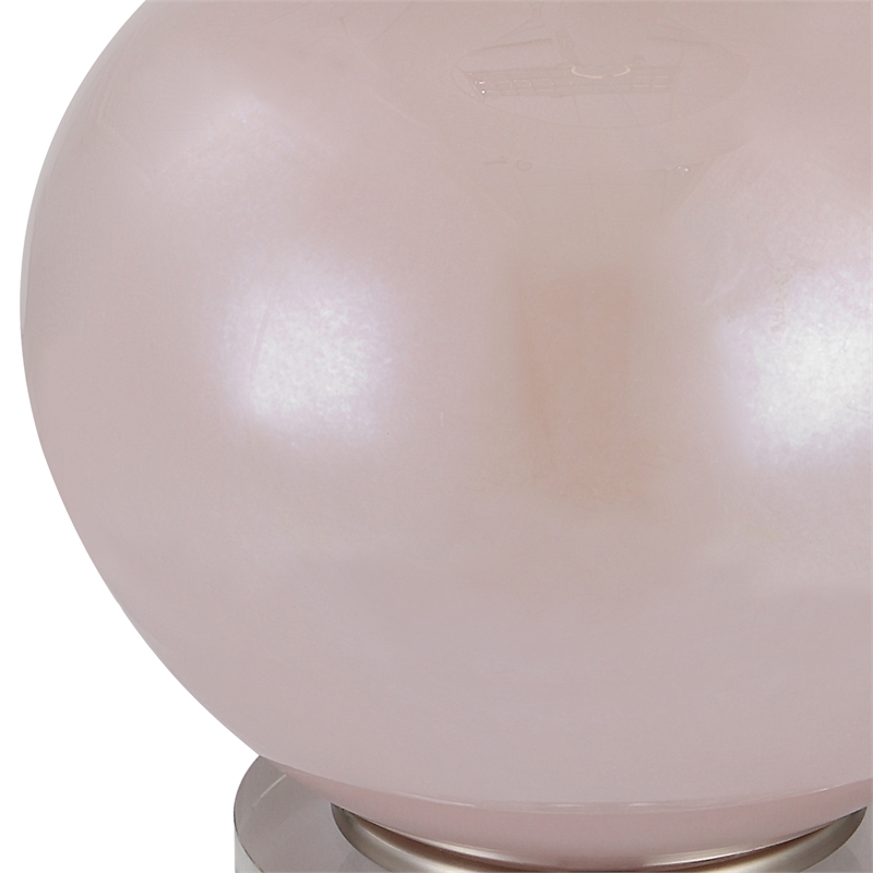 Maklaine Transitional Glass Fabric and Iron Table Lamp in Pink