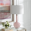Maklaine Transitional Glass Fabric and Iron Table Lamp in Pink