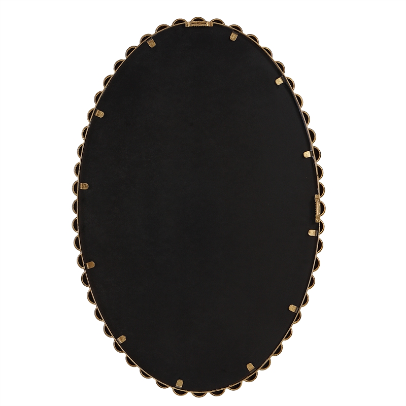 Maklaine Contemporary Oval Transitional MDF and Metal Mirror in Gold