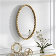Maklaine Contemporary Oval Transitional MDF and Metal Mirror in Gold