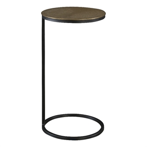 Maklaine Contemporary Metal and Aluminum Accent Table in Black/Gold