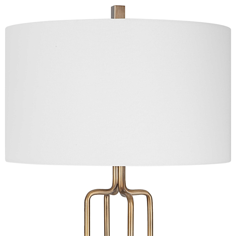 Maklaine Transitional Metal and Fabric Floor Lamp in Brass/Gold