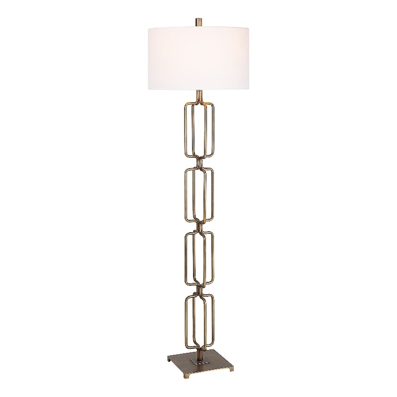 Maklaine Transitional Metal and Fabric Floor Lamp in Brass/Gold
