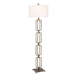 Maklaine Transitional Metal and Fabric Floor Lamp in Brass/Gold