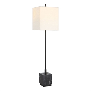 maklaine contemporary metal marble and fabric buffet lamp in black