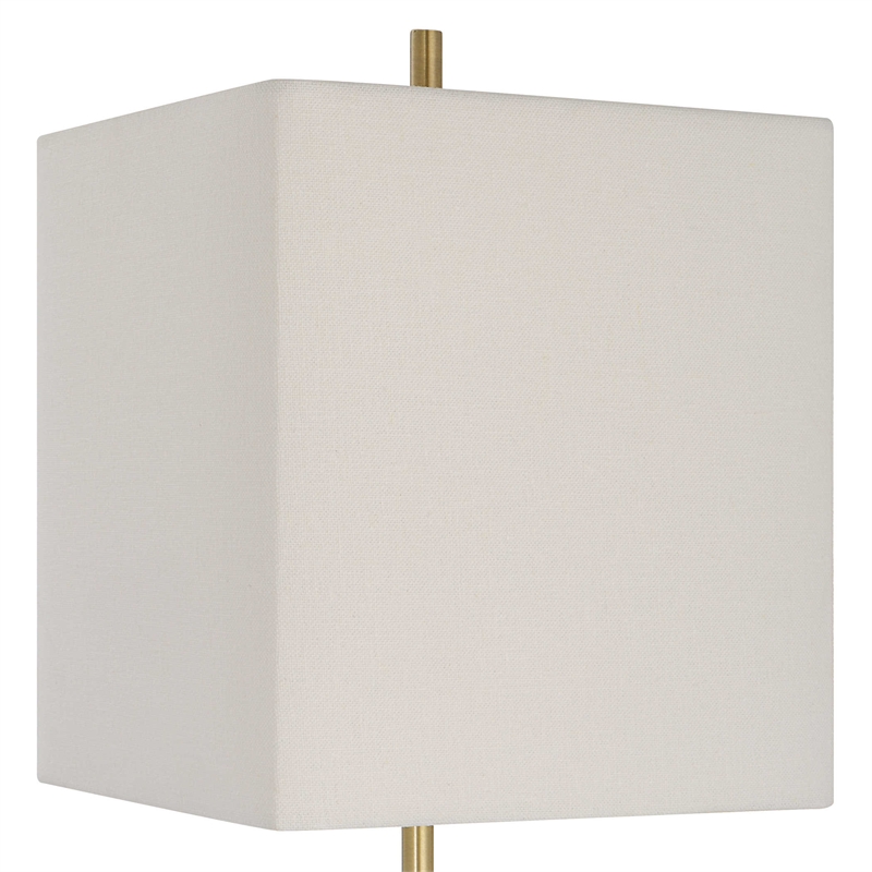 Maklaine Contemporary Metal Marble and Fabric Buffet Lamp in Brass/Gold
