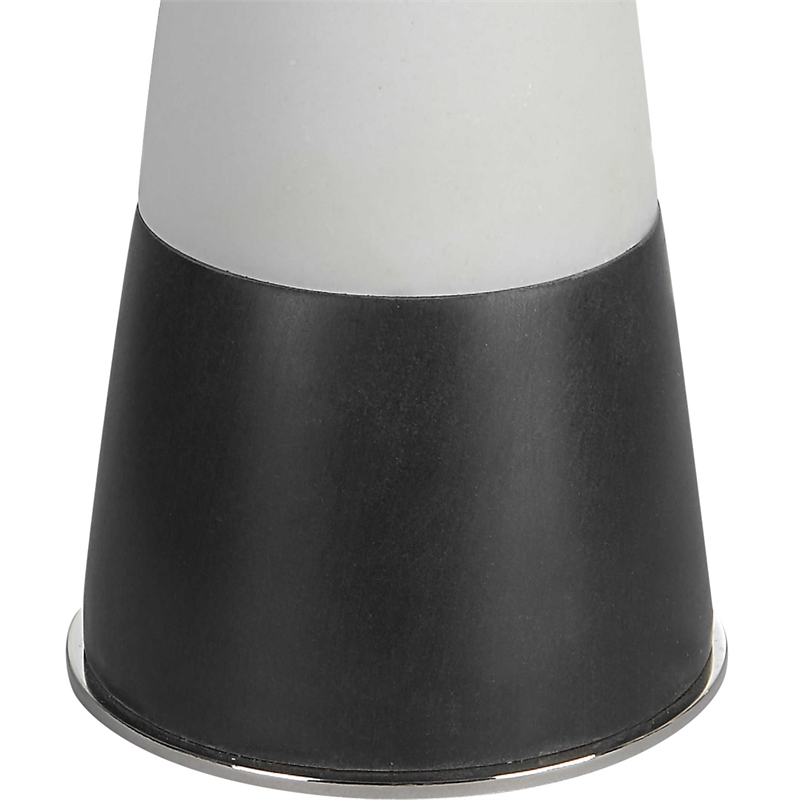Maklaine Contemporary Rice Stone and Resin Table Lamp in Black/White