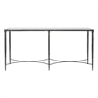 Maklaine Contemporary Tempered Glass and Metal Console Table in Black
