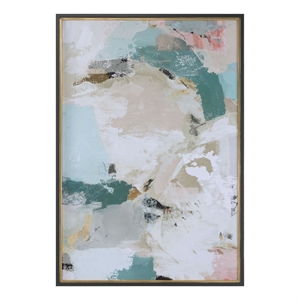 Maklaine Contemporary Pine Wood and Paper Print in Multi-Color