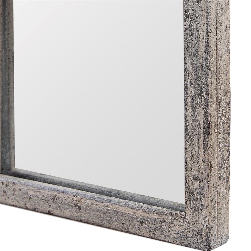 Maklaine Coastal Iron Metal and MDF Mirror in Antique Rustic Gray