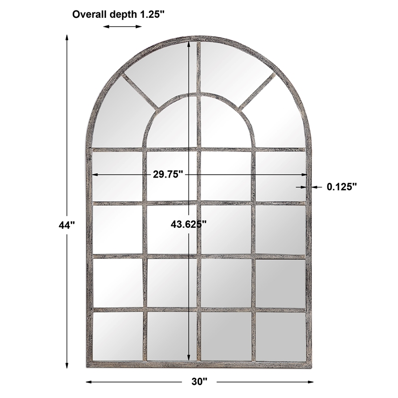 Maklaine Coastal Iron Metal and MDF Mirror in Antique Rustic Gray