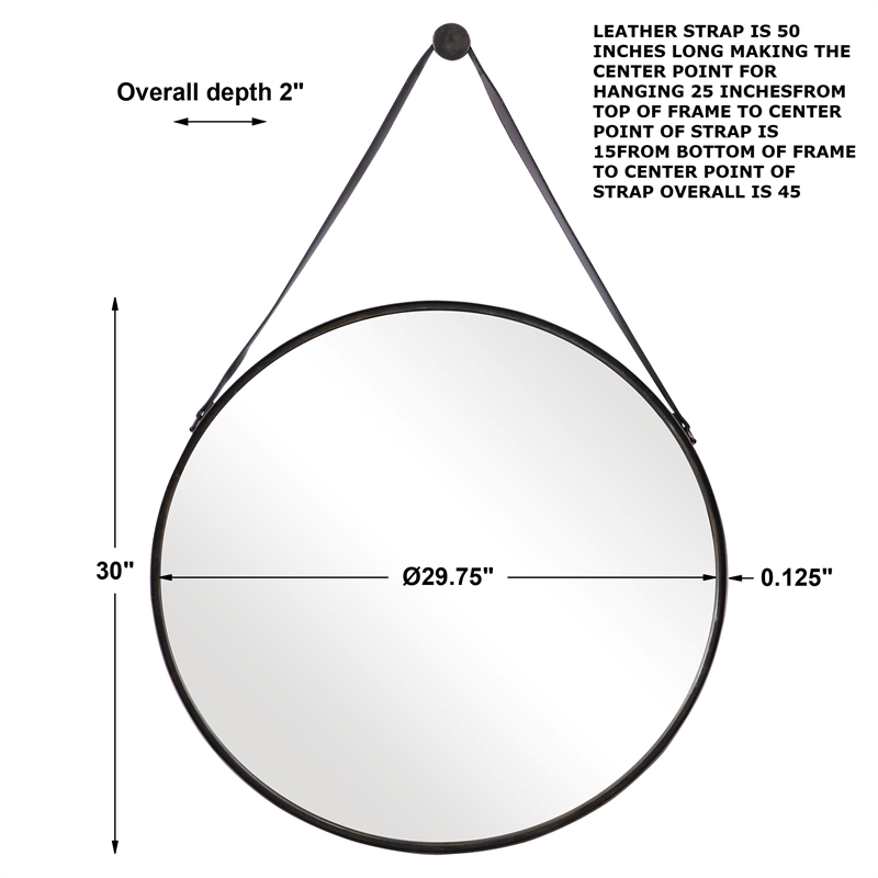 Maklaine Round Coastal Iron Metal and MDF Wood Mirror in Bronze