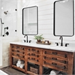 Maklaine Contemporary Iron Metal & MDF Mirror in Satin Black
