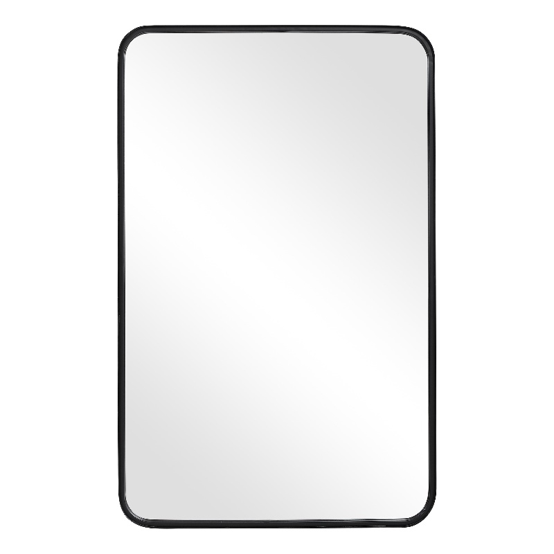 Maklaine Contemporary Iron Metal & MDF Mirror in Satin Black