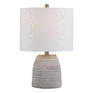 Maklaine 1-Light Coastal Concrete Stone & Steel Table Lamp in Gray/White