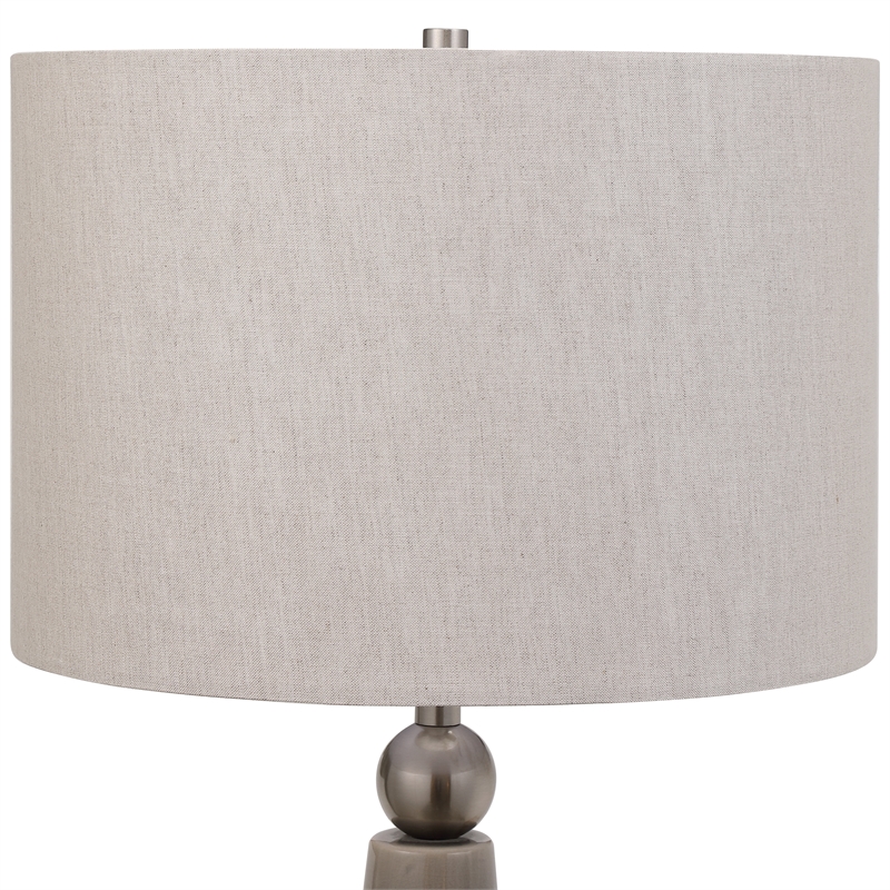 Maklaine 1-Light Coastal Ceramic & Iron Table Lamp in Dove Gray