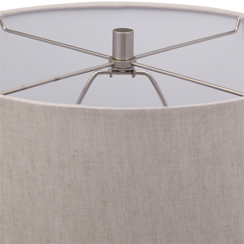 Maklaine 1-Light Coastal Ceramic & Iron Table Lamp in Dove Gray