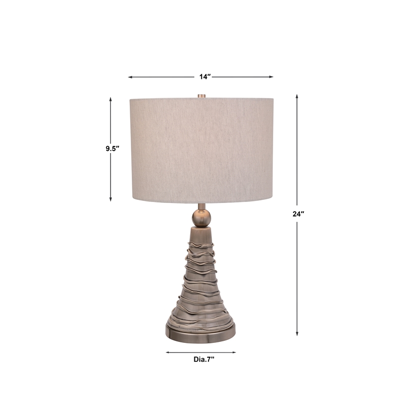 Maklaine 1-Light Coastal Ceramic & Iron Table Lamp in Dove Gray