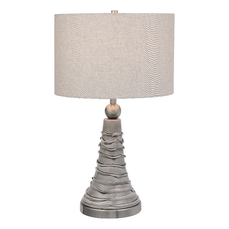 Maklaine 1-Light Coastal Ceramic & Iron Table Lamp in Dove Gray