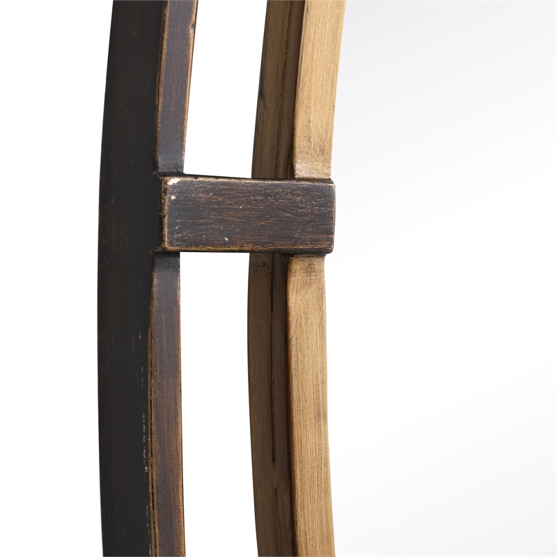 Maklaine Contemporary Iron Metal and MDF Wood Mirror in Bronze