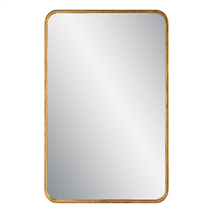 Maklaine 24x38&quot Contemporary MDF and Iron Metal Mirror in Gold Leaf