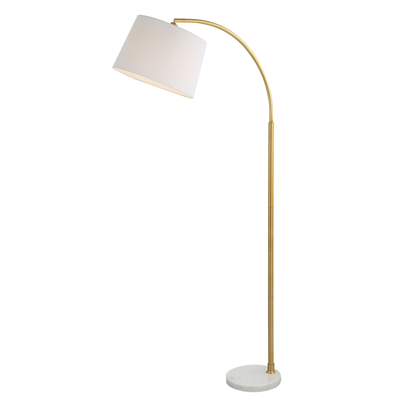 Maklaine 1-Light Coastal Marble and Metal Floor Lamp in White/Gold
