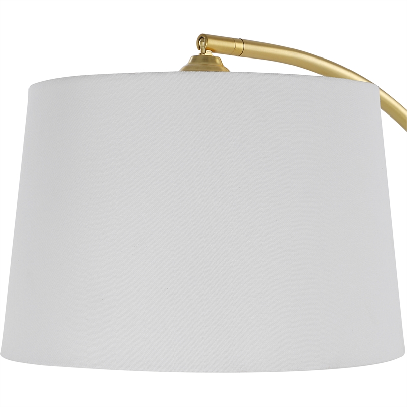 Maklaine 1-Light Coastal Marble and Metal Floor Lamp in White/Gold