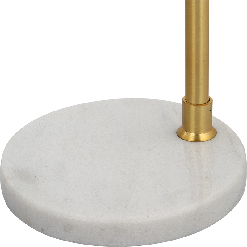 Maklaine 1-Light Coastal Marble and Metal Floor Lamp in White/Gold