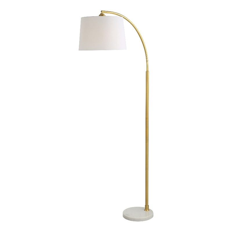 Maklaine 1-Light Coastal Marble and Metal Floor Lamp in White/Gold