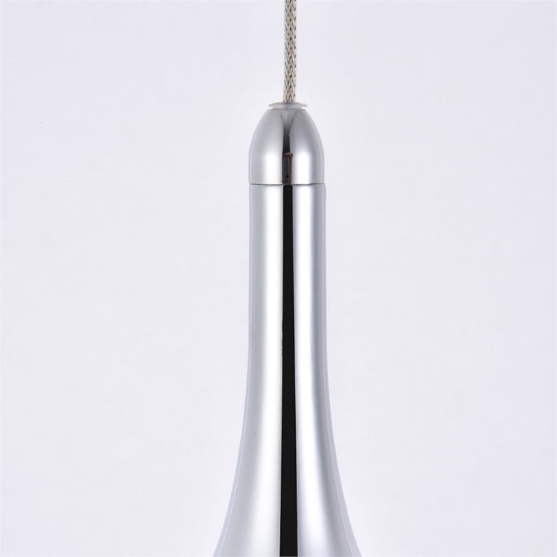 Maklaine Contemporary Aluminium & Iron Clear LED Pendant in Chrome