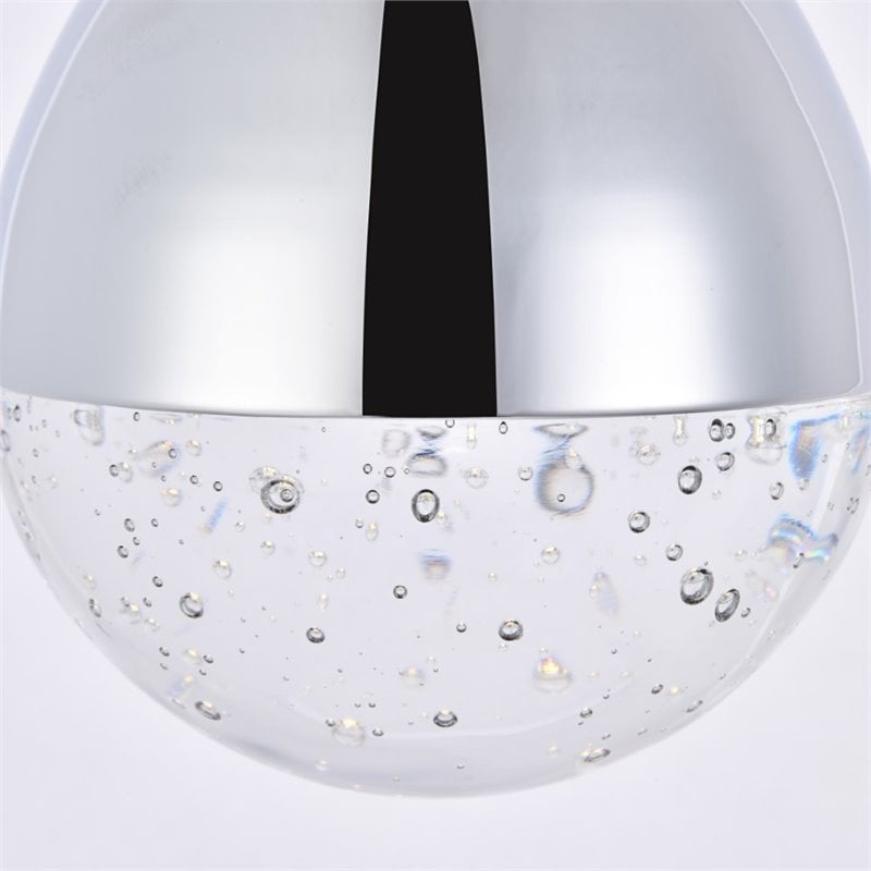Maklaine Contemporary Aluminium & Iron Clear LED Pendant in Chrome