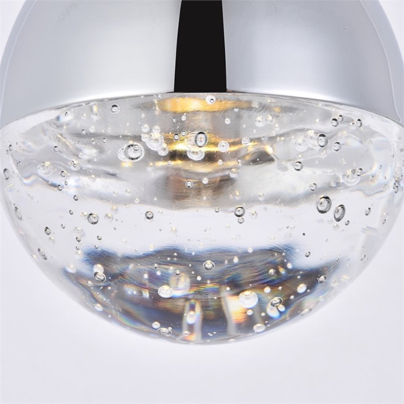 Maklaine Contemporary Aluminium & Iron Clear LED Pendant in Chrome