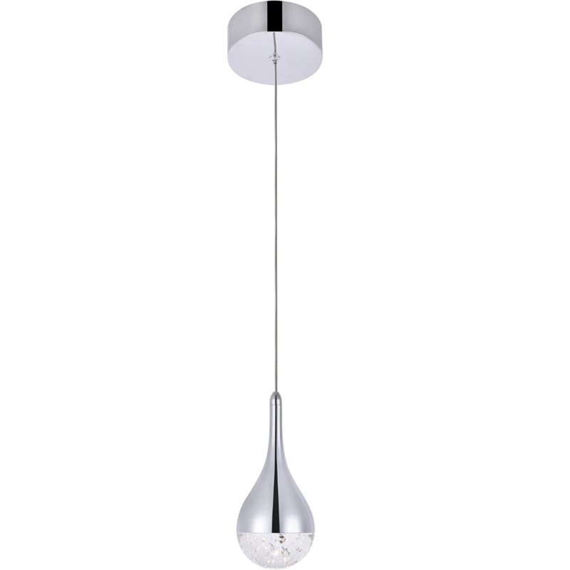 Maklaine Contemporary Aluminium & Iron Clear LED Pendant in Chrome
