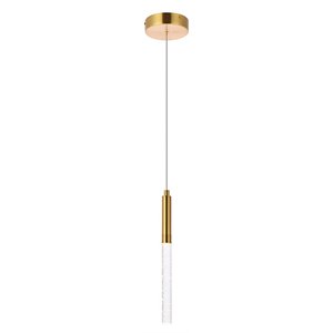 Maklaine Contemporary 1-Light Aluminum and Metal Pendant in Gold