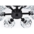 Maklaine Contemporary 6-Light Metal & Crystal Flush Mount in Black/Clear