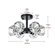 Maklaine Contemporary 6-Light Metal & Crystal Flush Mount in Black/Clear