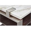 Maklaine Contemporary Rectangular Marble Top End Table in White