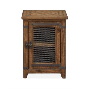 Maklaine Contemporary Farmhouse Chairside Wood End Table in Brown