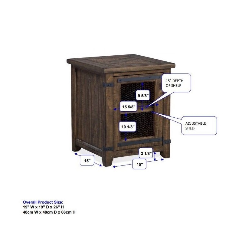 Maklaine Contemporary Farmhouse Chairside Wood End Table in Brown