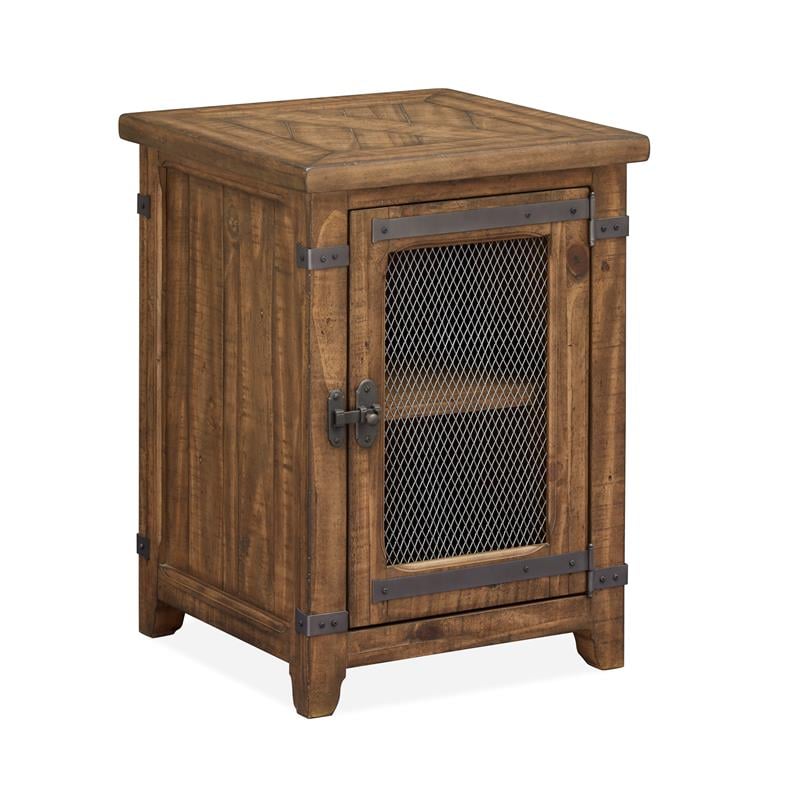 Maklaine Contemporary Farmhouse Chairside Wood End Table in Brown