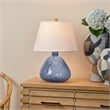 Maklaine Farmhouse Demi Blown Glass Rolled Edge Table Lamp in Blue