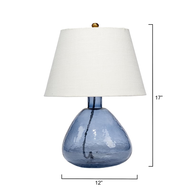 Maklaine Farmhouse Demi Blown Glass Rolled Edge Table Lamp in Blue