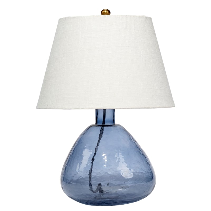 Maklaine Farmhouse Demi Blown Glass Rolled Edge Table Lamp in Blue