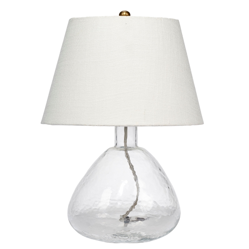 Maklaine Farmhouse Demi Blown Glass Rolled Edge Table Lamp in Clear