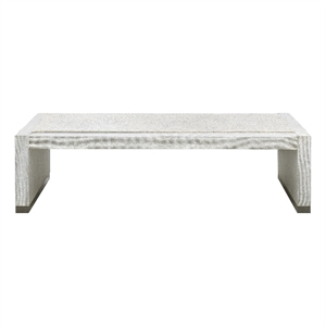 maklaine stone-textured wood cocktail table in light gray/white