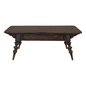 maklaine modern wood cocktail table with drawer in brown finish
