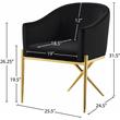 Maklaine Contemporary Black Velvet Dining Chair with Sturdy Steel Legs