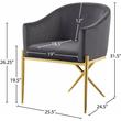 Maklaine Contemporary Grey Velvet Dining Chair with Sturdy Steel Legs
