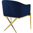Maklaine Contemporary Navy Velvet Dining Chair with Sturdy Steel Legs